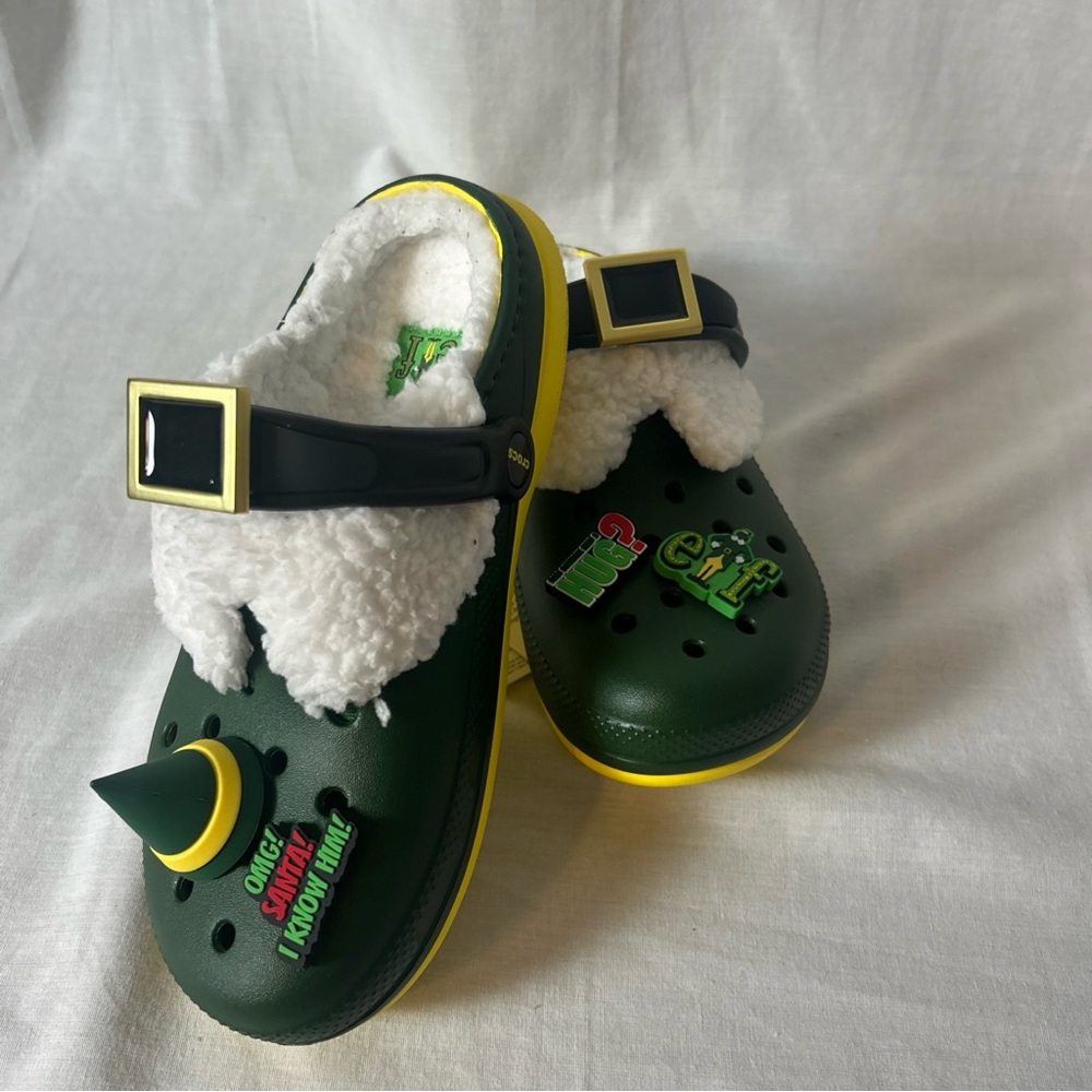 CROCS Green and Yellow Elf Slippers